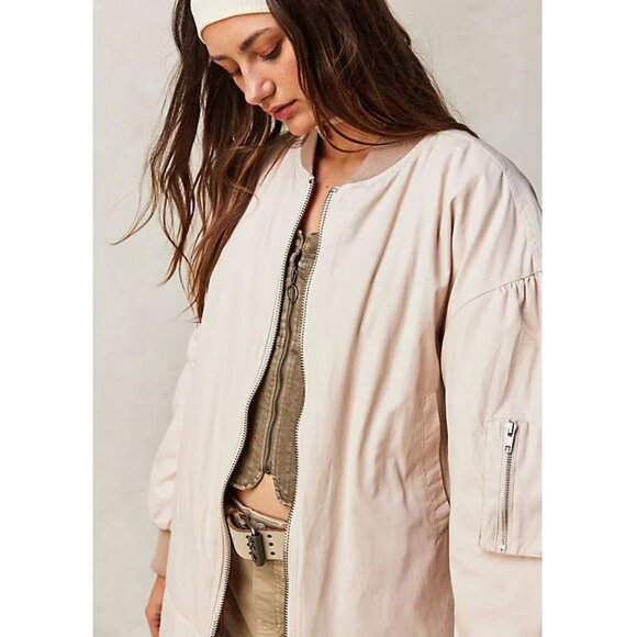 Free People We The Free Becca Oversize Bomber Jacket in Ivory Sz S